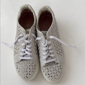 NIB Alaia White Lace-Up Sneakers with metal stud  Design
